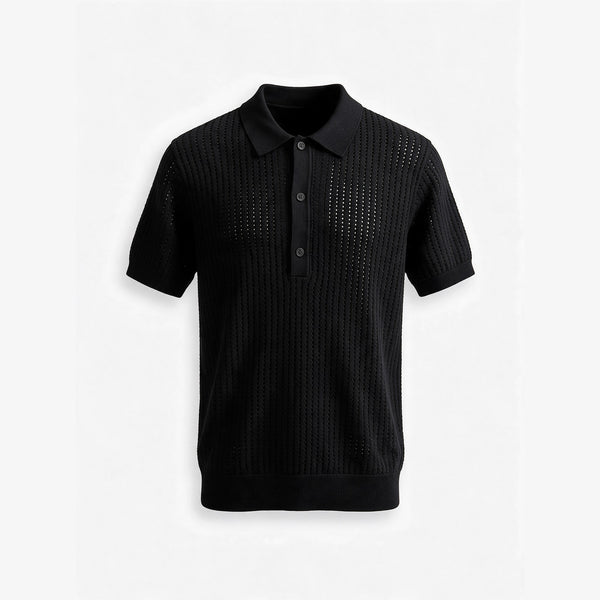 Belugga Textured Knit Polo — Black