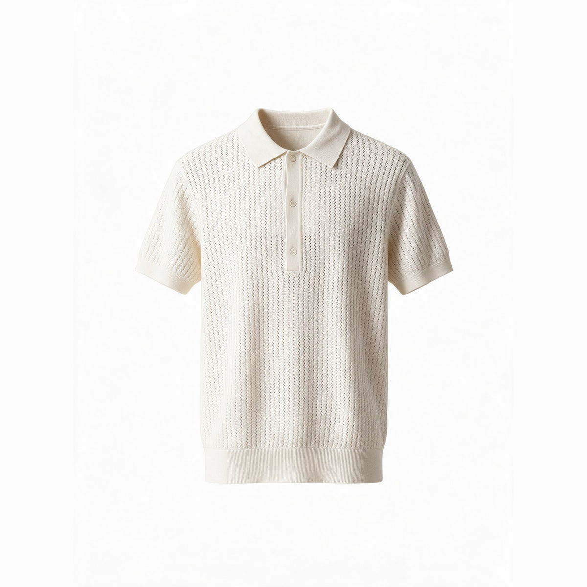 Belugga Textured Knit Polo — Cream