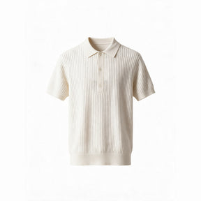 Belugga Textured Knit Polo — Cream