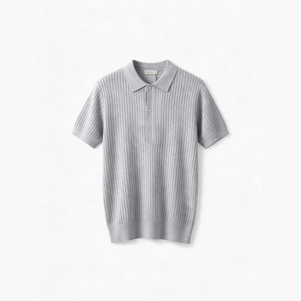 Belugga Textured Knit Polo — Light Grey