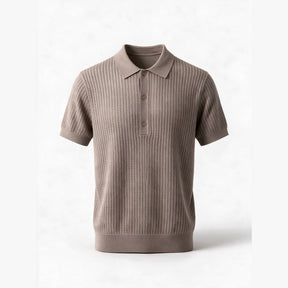 Belugga Textured Knit Polo — Taupe