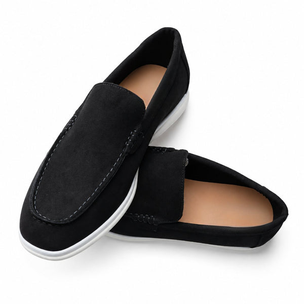 Terra Loafer — Black Suede, White Sole