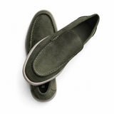 Terra Loafer — Olive Suede, Light Gray Sole