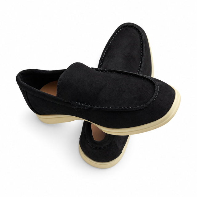 Terra Loafer — Black Suede, Beige Sole