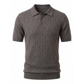 Belugga Cable-Knit Polo — Charcoal