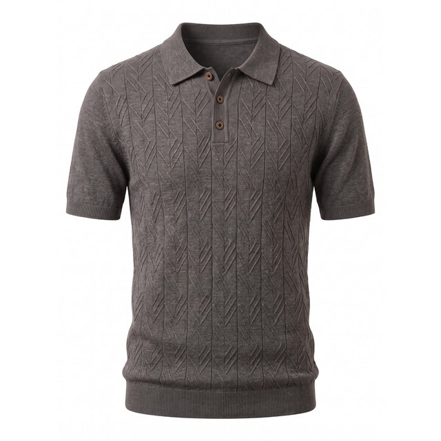 Belugga Cable-Knit Polo — Charcoal