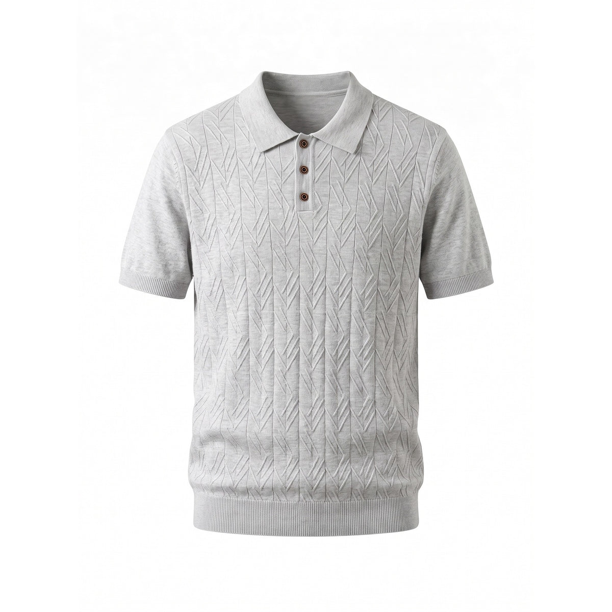 Belugga Cable-Knit Polo — Light Grey