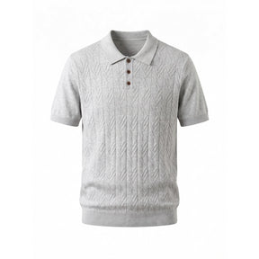 Belugga Cable-Knit Polo — Light Grey