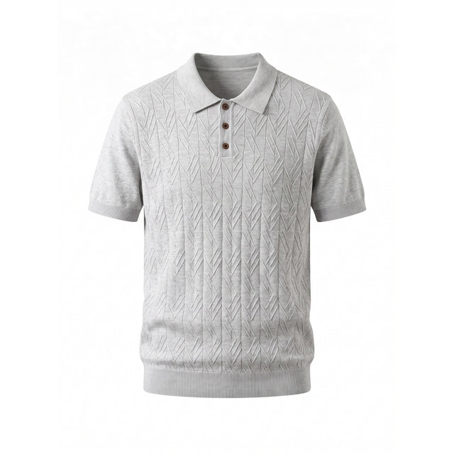 Belugga Cable-Knit Polo — Light Grey