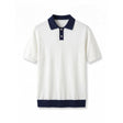 Belugga Navy-Collar Knit Polo — White