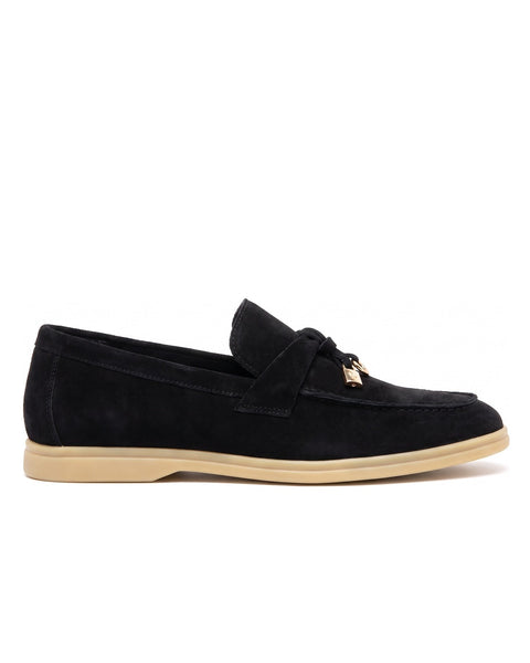 Clasp Loafer — Black, Beige Sole