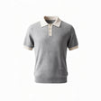 Belugga Contrast Collar Knit Polo — Grey