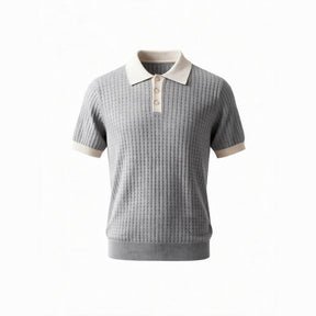 Belugga Contrast Collar Knit Polo — Grey