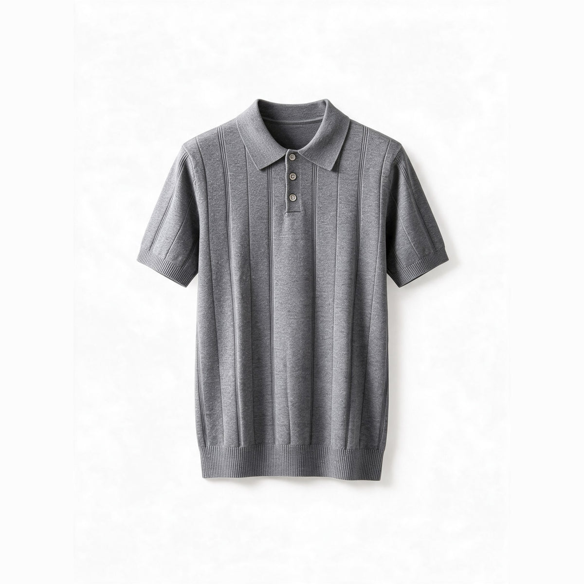 Belugga Ribbed Knit Polo — Grey
