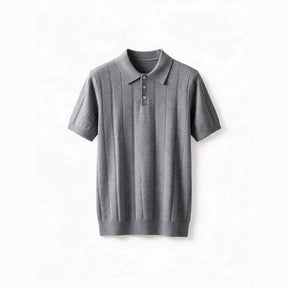Belugga Ribbed Knit Polo — Grey