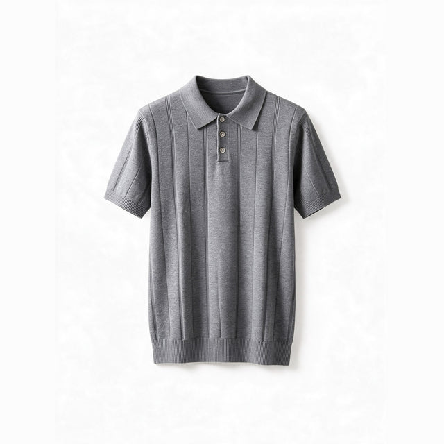 Belugga Ribbed Knit Polo — Grey