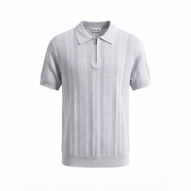 Belugga Quarter-Zip Knit Polo — Light Grey