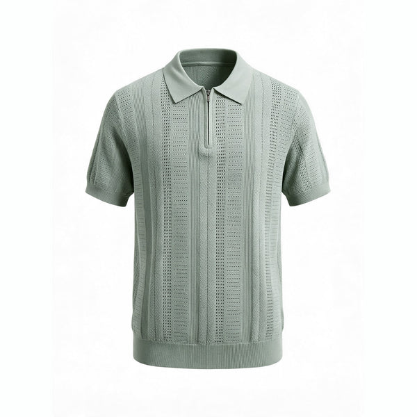 Belugga Quarter-Zip Knit Polo — Sage Green