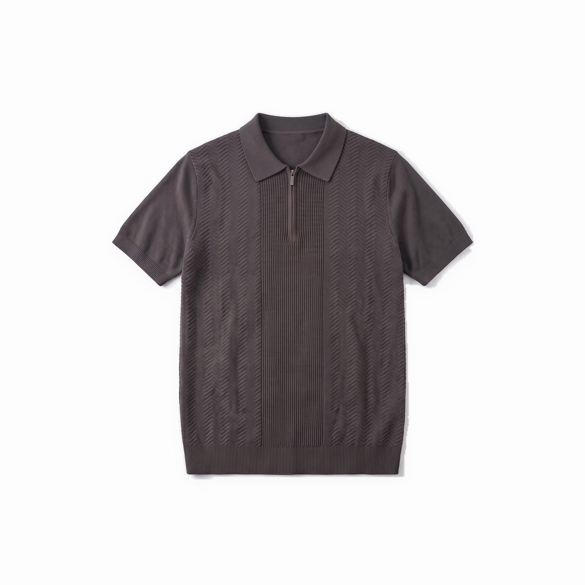 Belugga Chevron Quarter-Zip Knit Polo — Charcoal