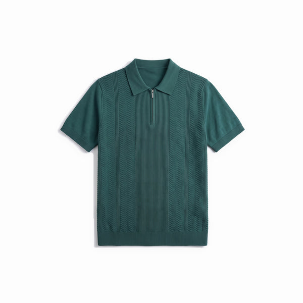 Belugga Chevron Quarter-Zip Knit Polo — Green