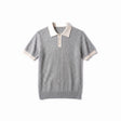 Belugga Contrast Collar Knit Polo — Grey