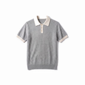 Belugga Contrast Collar Knit Polo — Grey