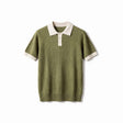 Belugga Contrast Collar Knit Polo — Olive