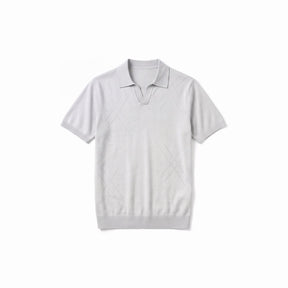 Belugga Open-Collar Knit Polo — Pale Grey