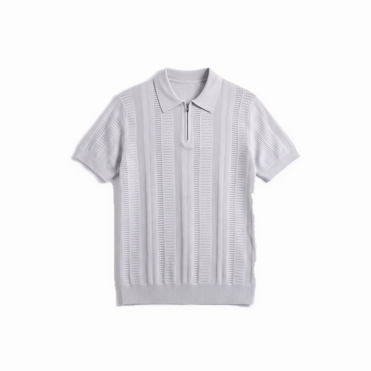 Belugga Quarter-Zip Knit Polo — Light Grey