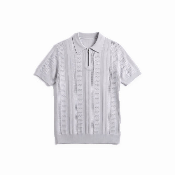 Belugga Quarter-Zip Knit Polo — Light Grey