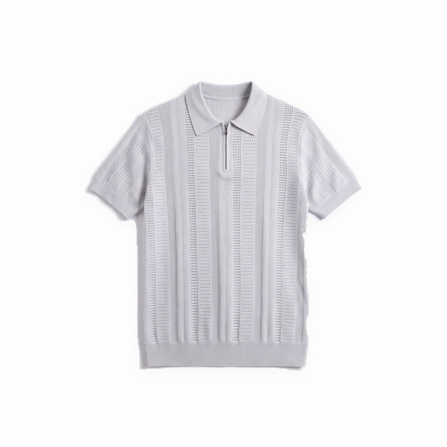 Belugga Quarter-Zip Knit Polo — Light Grey
