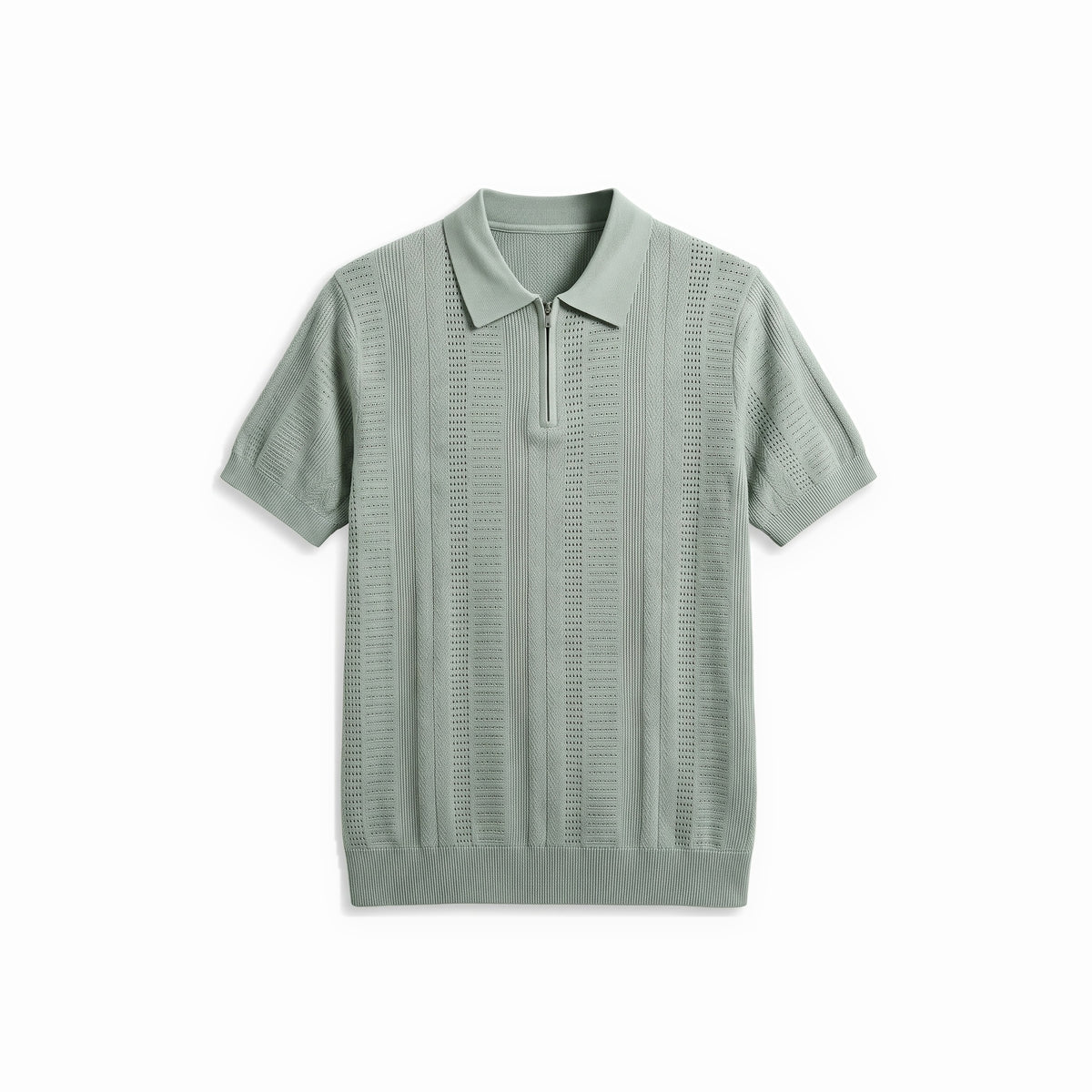 Belugga Quarter-Zip Knit Polo — Sage Green