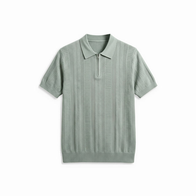 Belugga Quarter-Zip Knit Polo — Sage Green