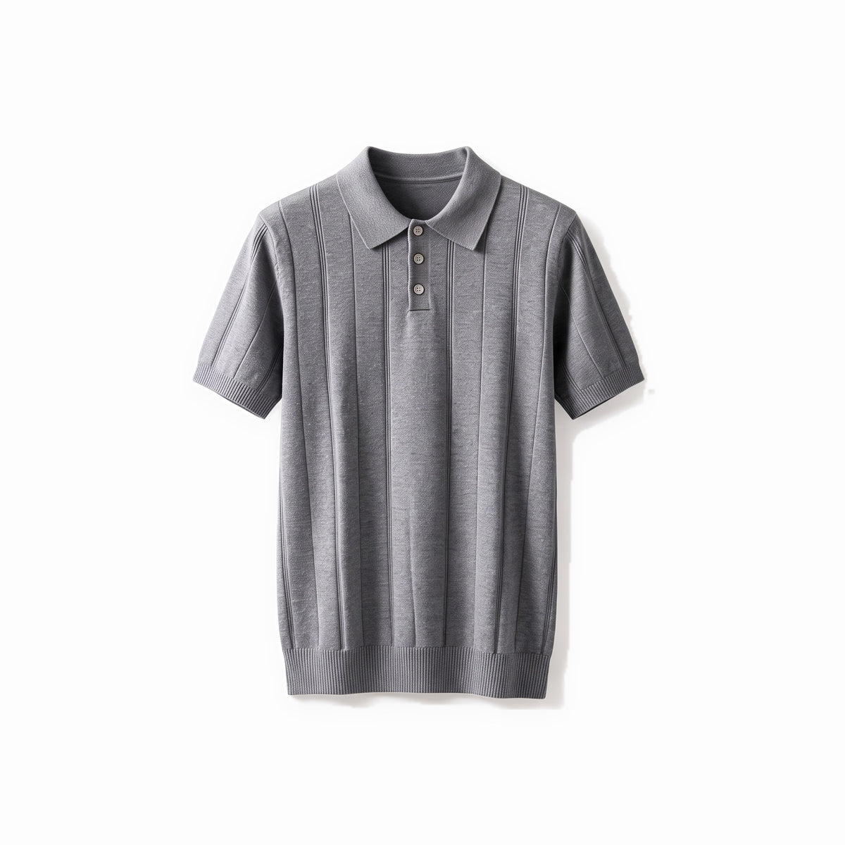Belugga Ribbed Knit Polo — Grey