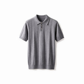 Belugga Ribbed Knit Polo — Grey