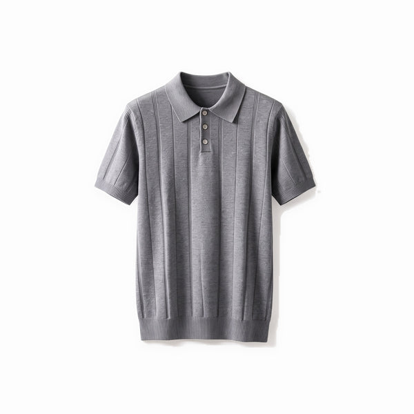 Belugga Ribbed Knit Polo — Grey