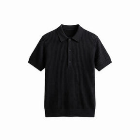Belugga Textured Knit Polo — Black