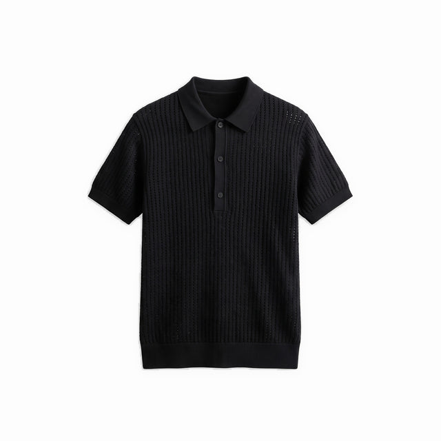 Belugga Textured Knit Polo — Black