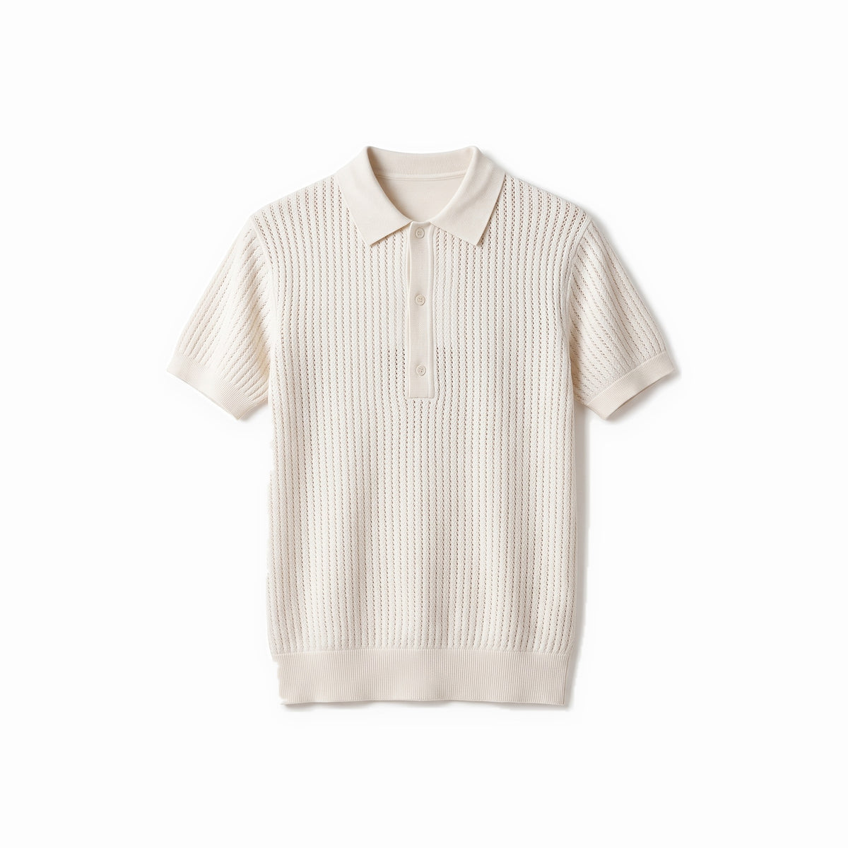 Belugga Textured Knit Polo — Cream