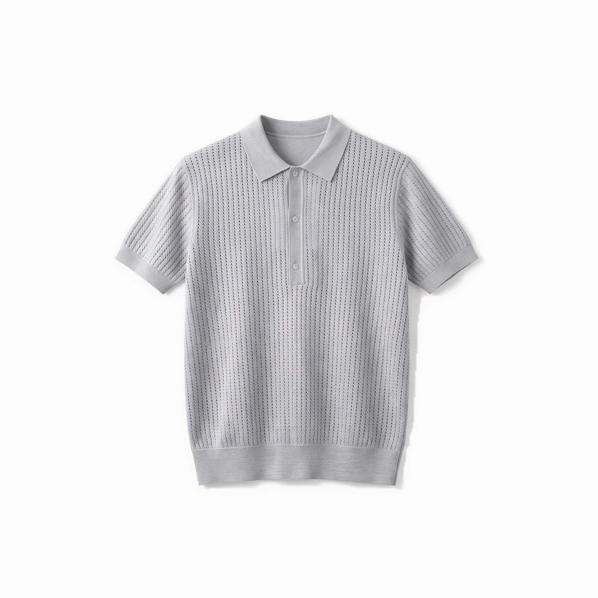 Belugga Textured Knit Polo — Light Grey