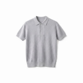Belugga Textured Knit Polo — Light Grey