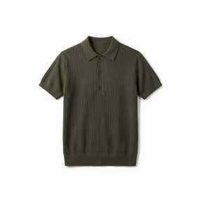 Belugga Textured Knit Polo — Dark Olive
