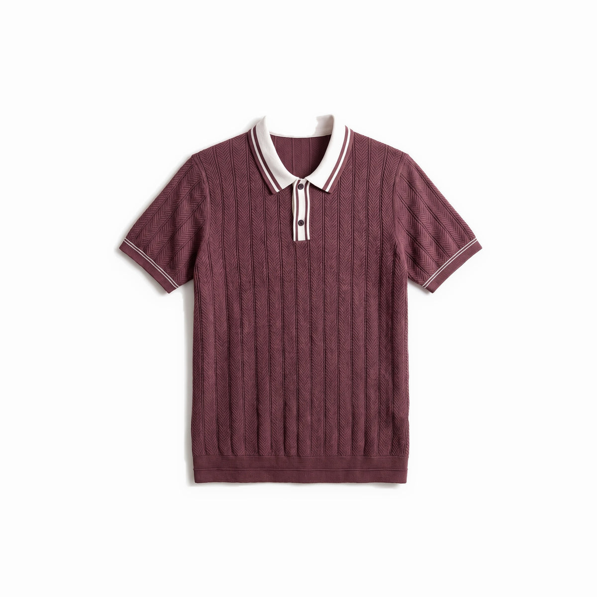 Belugga Tipped Knit Polo — Burgundy