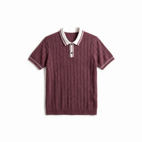 Belugga Tipped Knit Polo — Burgundy