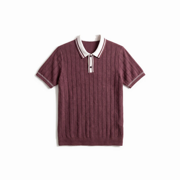 Belugga Tipped Knit Polo — Burgundy