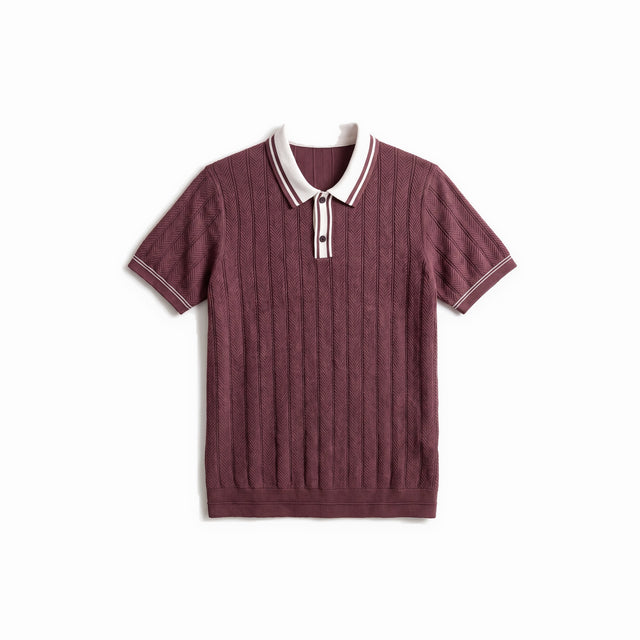 Belugga Tipped Knit Polo — Burgundy