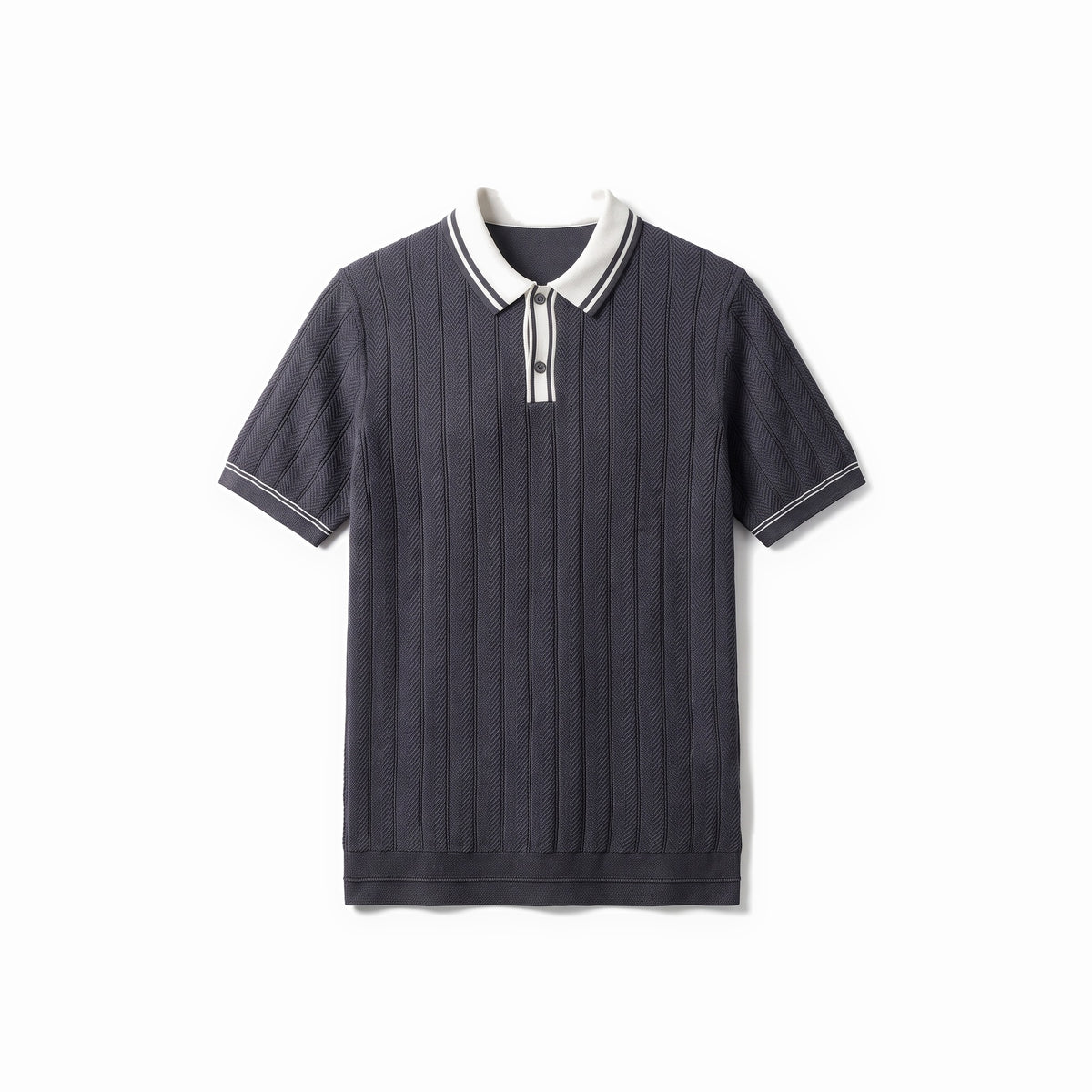 Belugga Tipped Knit Polo — Charcoal