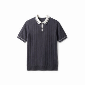 Belugga Tipped Knit Polo — Charcoal