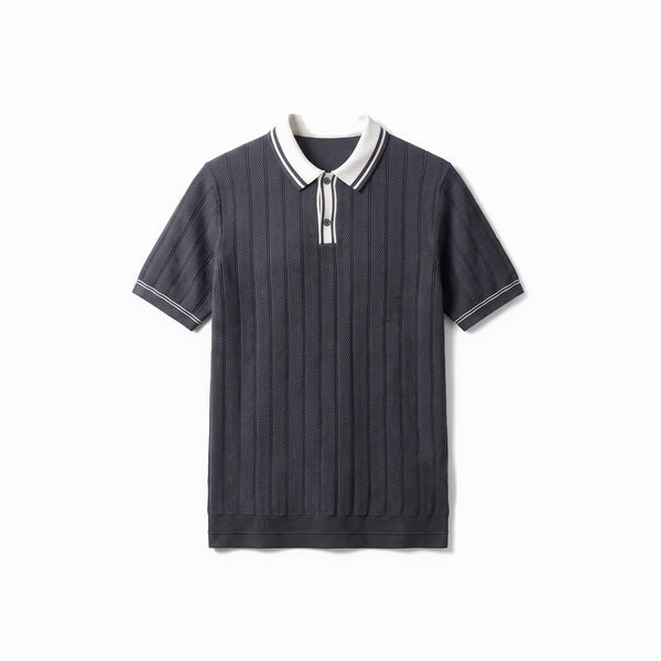 Belugga Tipped Knit Polo — Charcoal