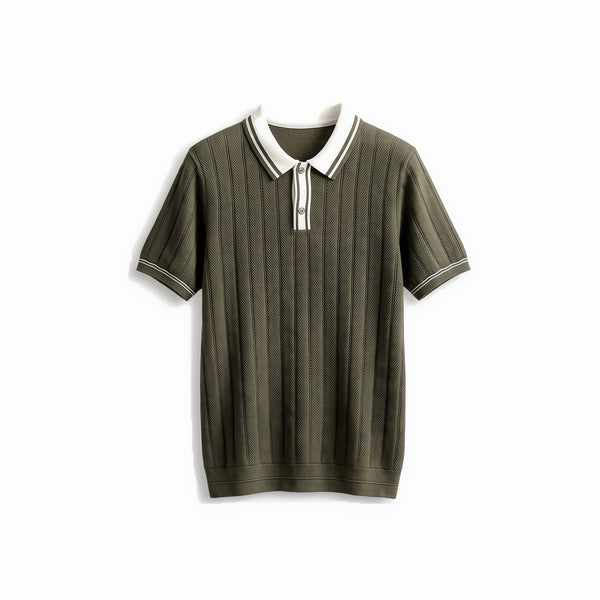 Belugga Tipped Knit Polo — Olive
